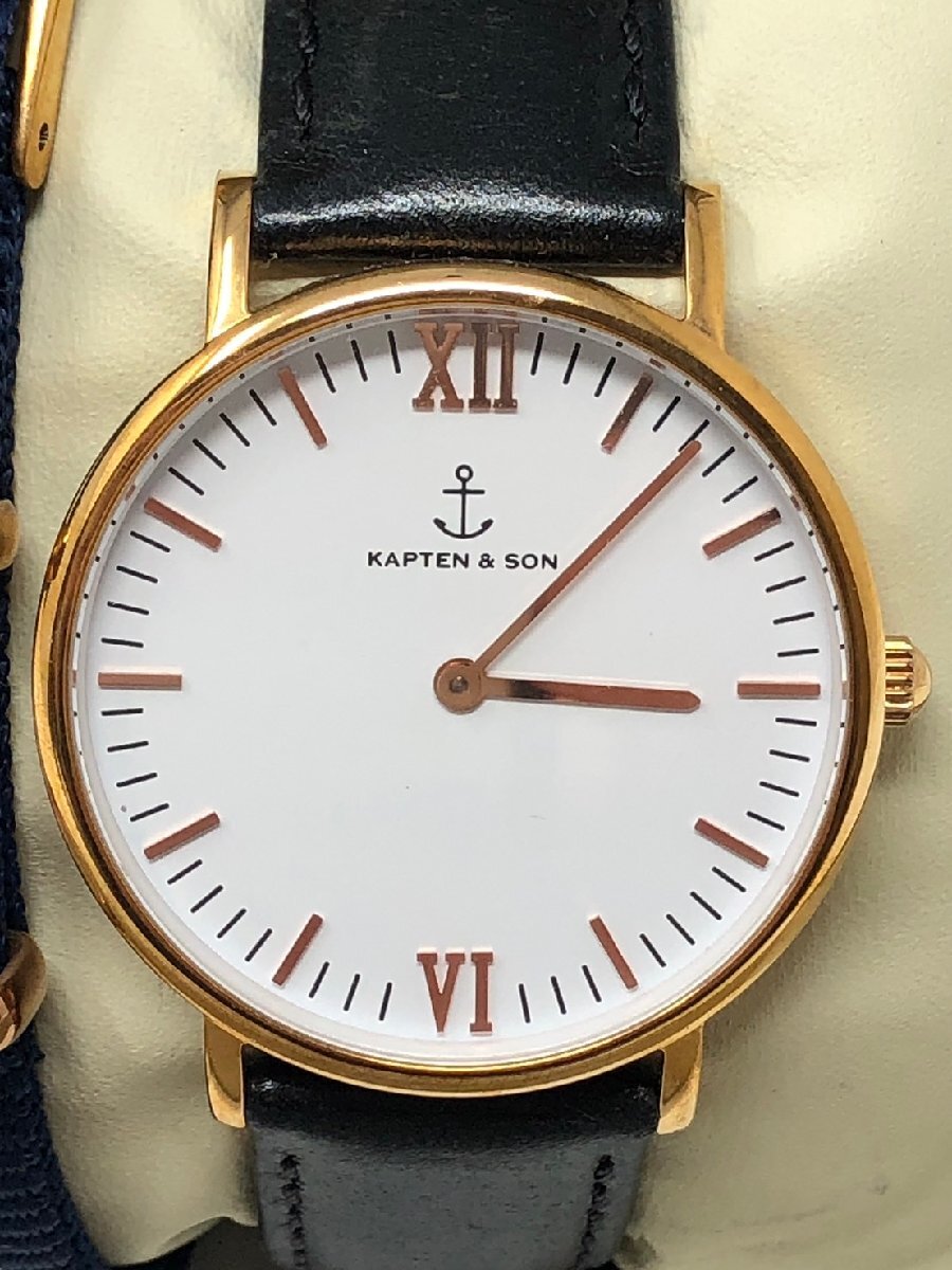 ◆KAPTEN & SON キャプテン&サン アナログ クォーツ 腕時計 替えベルト付き 中古◆14464★