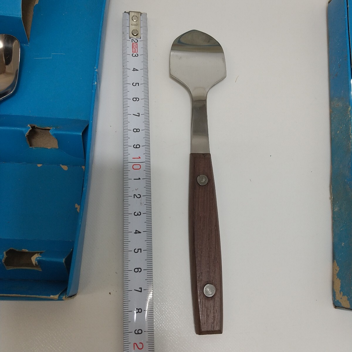 133　中古　アイス＆スコップ　Stainless steel　ステンレススチール　昭和レトロ　カトラリーセット　アイスクリームスコップ　ジャンク _画像3