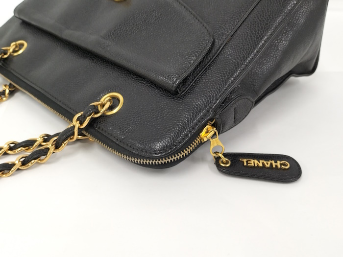 CHANEL チェーン ショルダーバッグ ココマーク ターンロック レザー ブラック