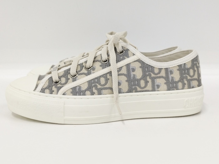 Christian Dior レディース スニーカー WALKN'DIOR キャンバス レザー 表記サイズ：36 グレー ホワイト