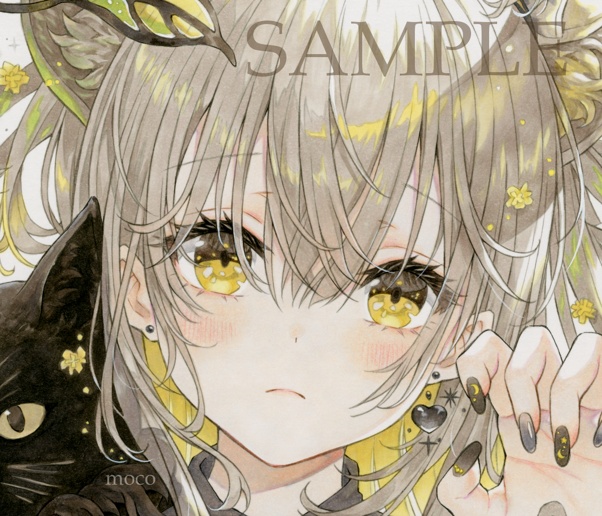 moco 手描きイラスト 「Classic Cat」/オリジナル/大色紙27.3 moco 手描きイラスト 「Classic Cat」/オリジナル/大色紙27.3
