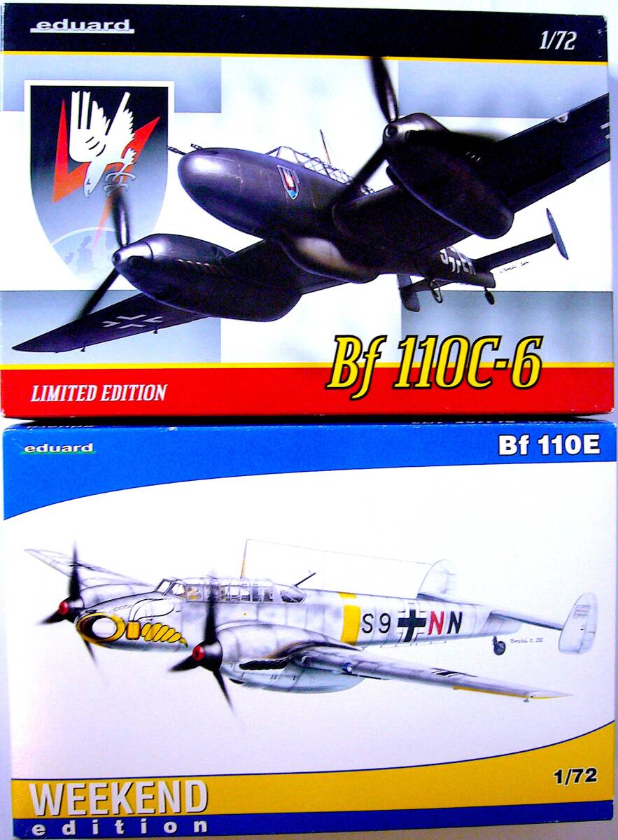 エデュアルド 1/72 メッサーシュミット Bf-110C-6 + メッサーシュミット Bf-110 E プラモデル 2個まとめ売り 未使用 未組立