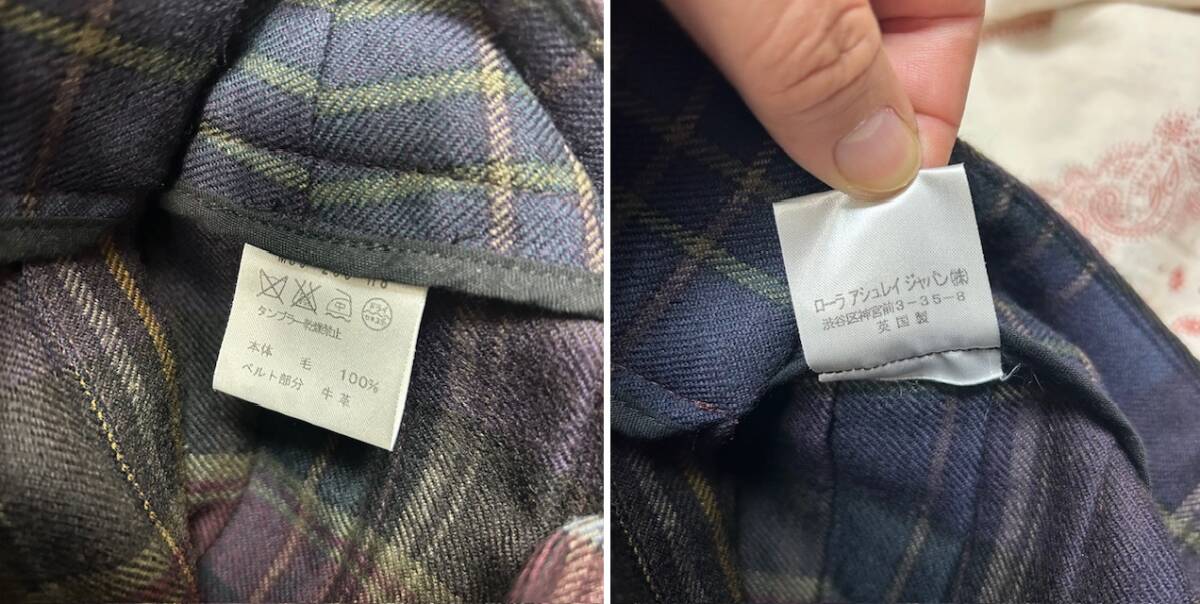 LAURA ASHLEY 英國制 タータンチェック プリーツウールキルトスカート 7 S～M ローラアシュレイ ロング丈 カントリー 巻き イギリス制●388