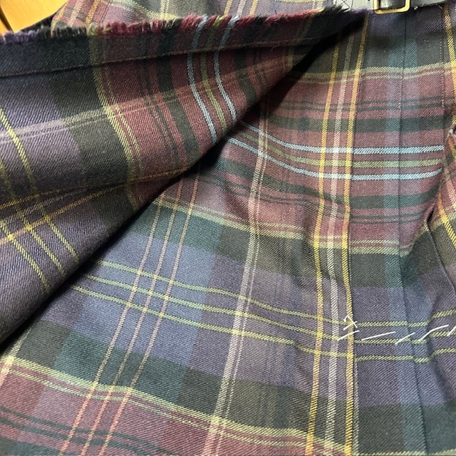 LAURA ASHLEY 英國制 タータンチェック プリーツウールキルトスカート 7 S～M ローラアシュレイ ロング丈 カントリー 巻き イギリス制●388