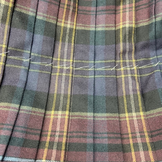 LAURA ASHLEY 英國制 タータンチェック プリーツウールキルトスカート 7 S～M ローラアシュレイ ロング丈 カントリー 巻き イギリス制●388