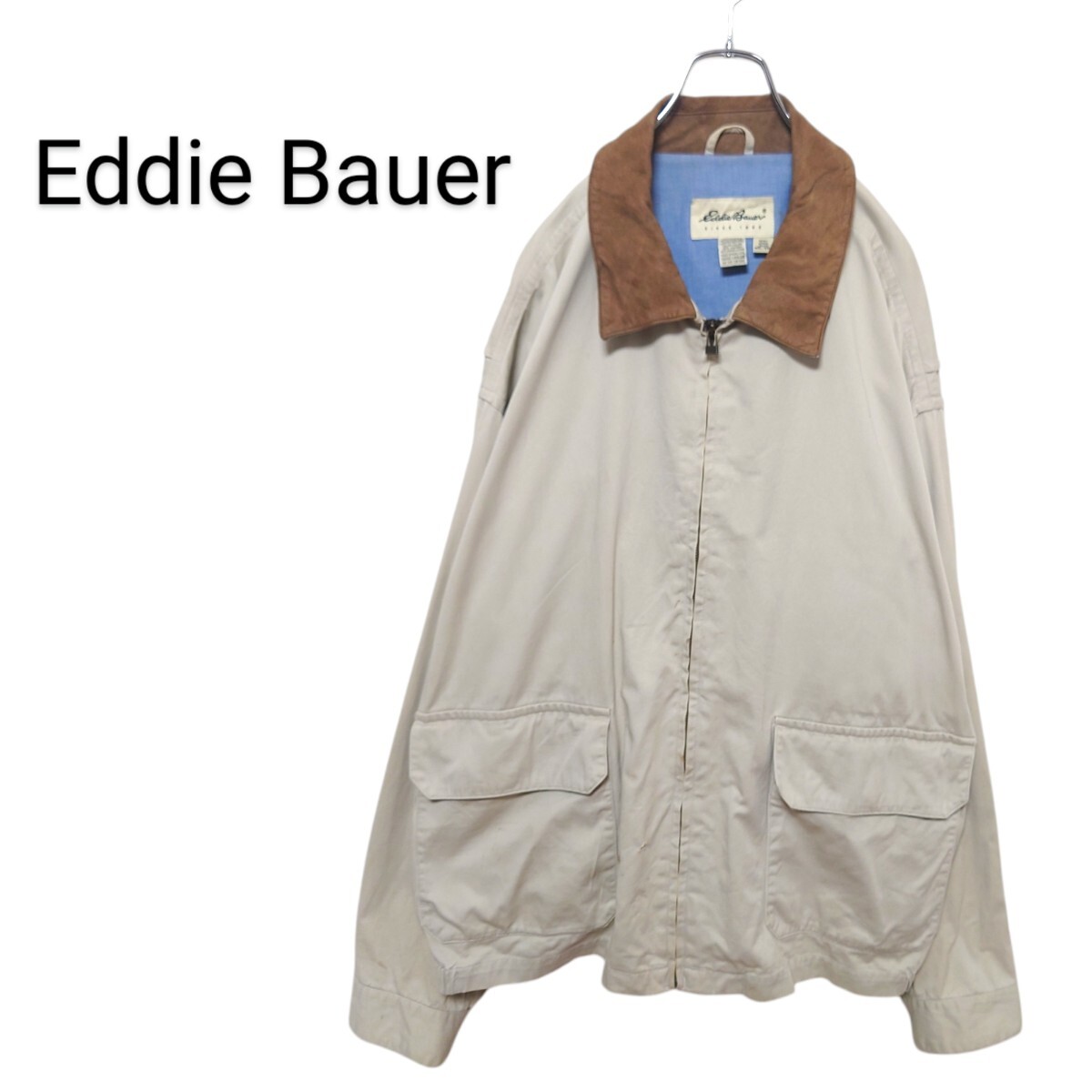 【Eddie Bauer】90'sレザー襟 ハンティングジャケット A-2952