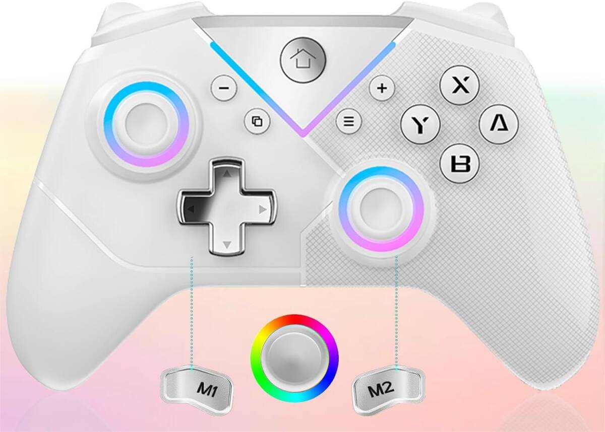 ホワイトシルバー Switch コントローラー 新時流 スイッチ コントローラー TURBO自動連射機能 Switch プロコン