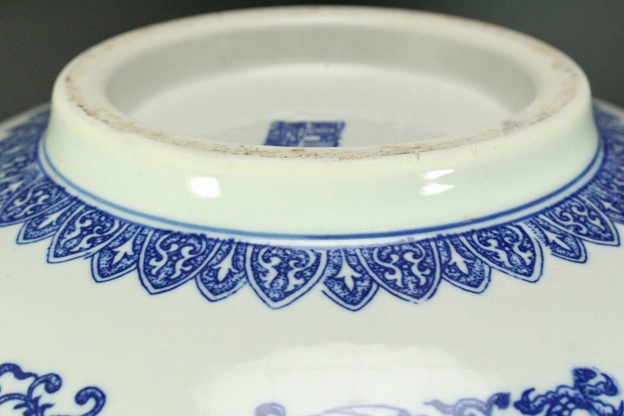 絶対一番安い 唐物 古玩 古い花器 壷□染付花唐草丸花瓶 中国 古美術 置物 工芸品
