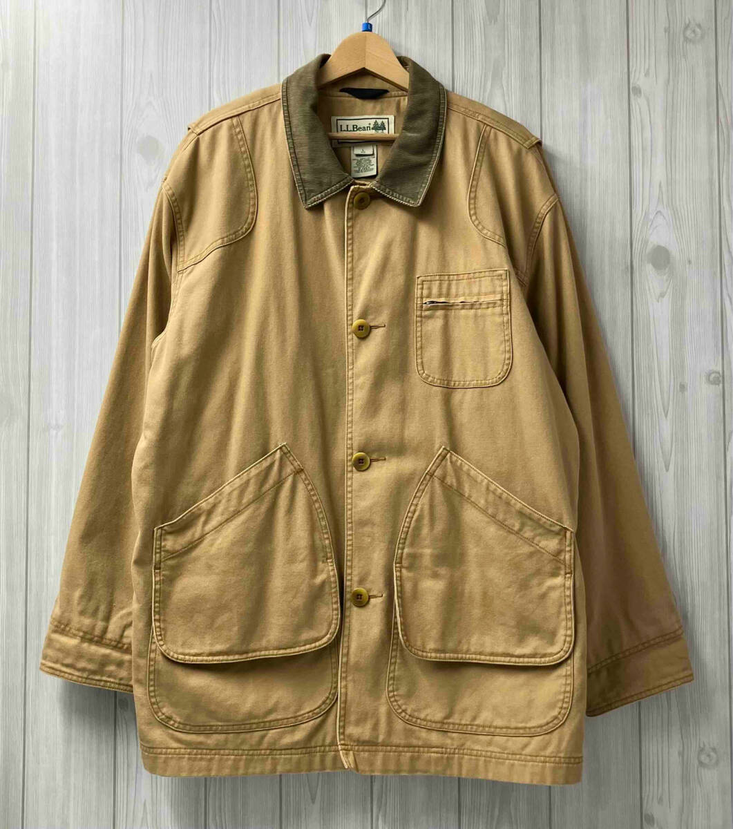 まとめ買いでお得 L.L.Bean ブラウン系 サイズL ハンティングジャケット コーデュロイ襟 フィールドコート OJV69 エルエルビーン 男性用