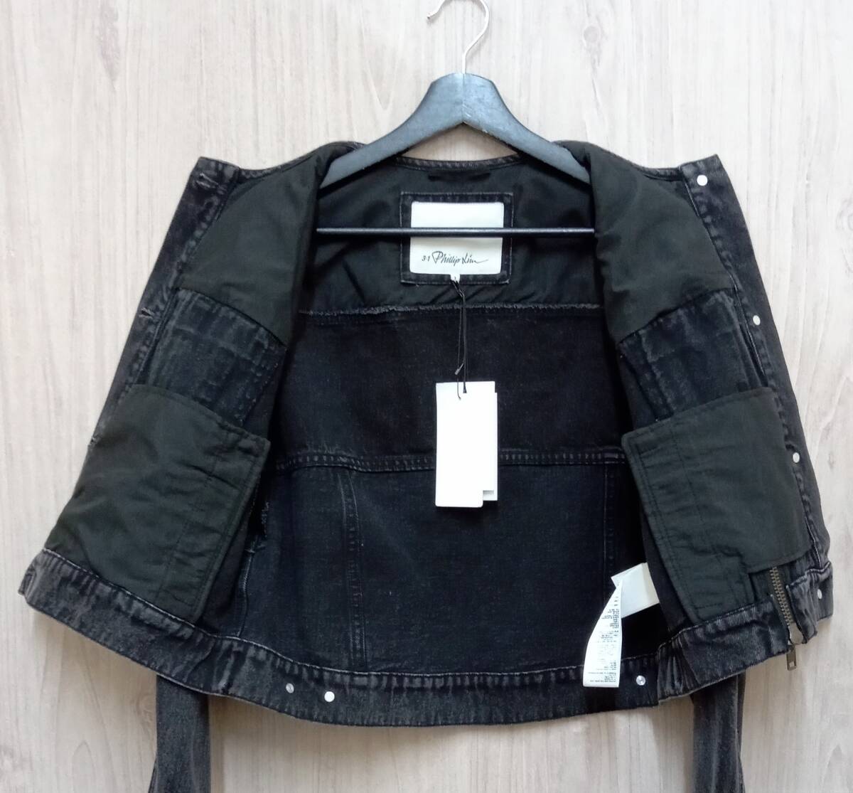 3.1 Phillip Lim/3.1 フィリップ リム/Gジャン(デニムジャケット)/P24260015BWD/ノーカラークロップドデニムジャケット/ブラック/Sサイズ