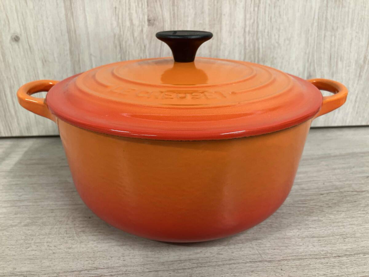ル・クルーゼ ココットロンド 20cm オレンジ 両手鍋 鋳物 ホーロー 箱無し LE CREUSET