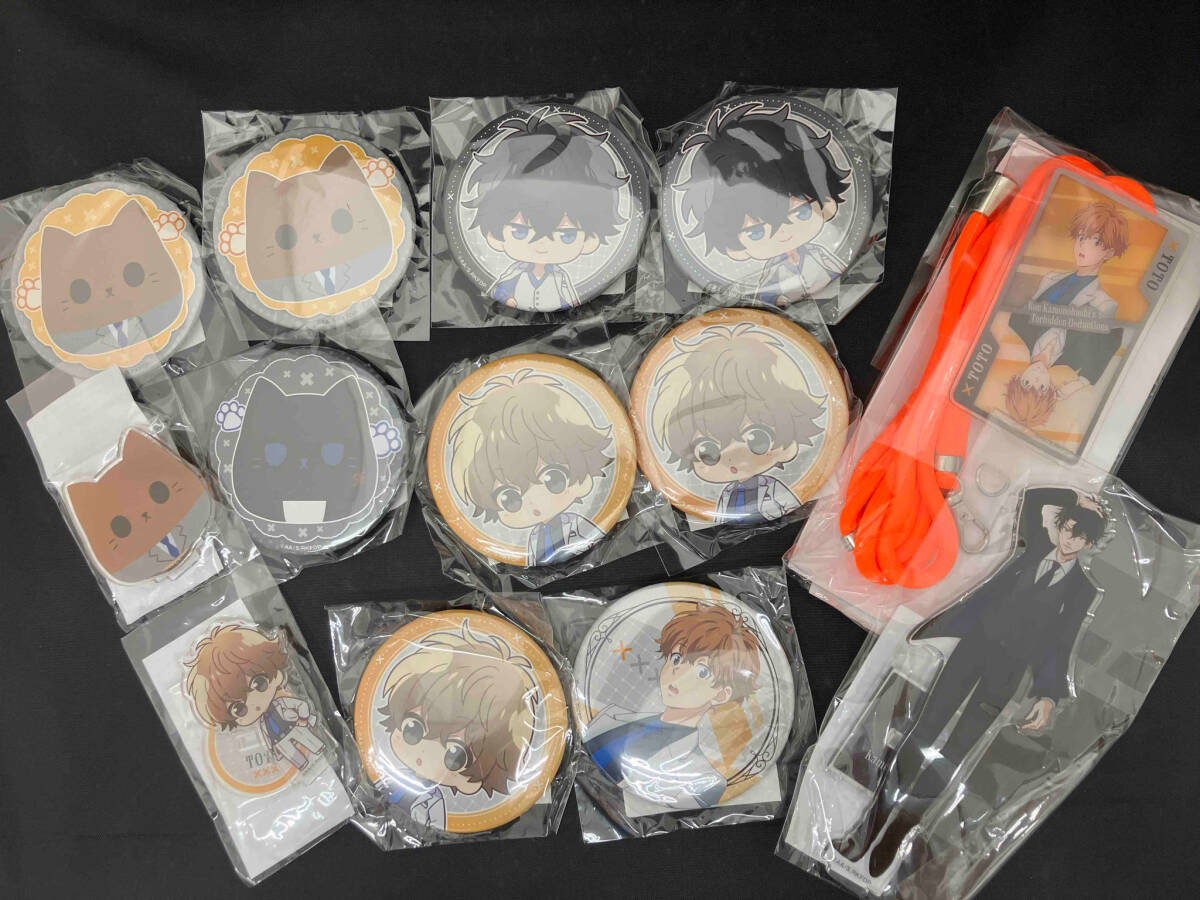 【※未開封・現状品】鴨乃橋ロンの禁断推理 WHITE & BLACKくじ アクスタ 缶バッジ フォンタブ など 13点まとめ売り