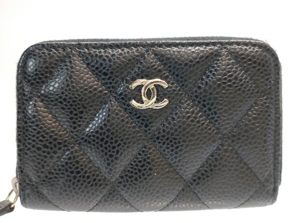 CHANEL シャネル コインケース キャビアスキン マトラッセ ココマーク ブラック クラシック ジップ コインパース 小銭入れ カード入れ 箱有