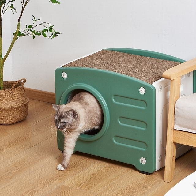 キャットハウス 猫小屋 組立式 猫 ベッド 安心安全 ペットハウス プラスチック製 小型犬小屋 防風 通気性 耐重 さびない 洗える 緑