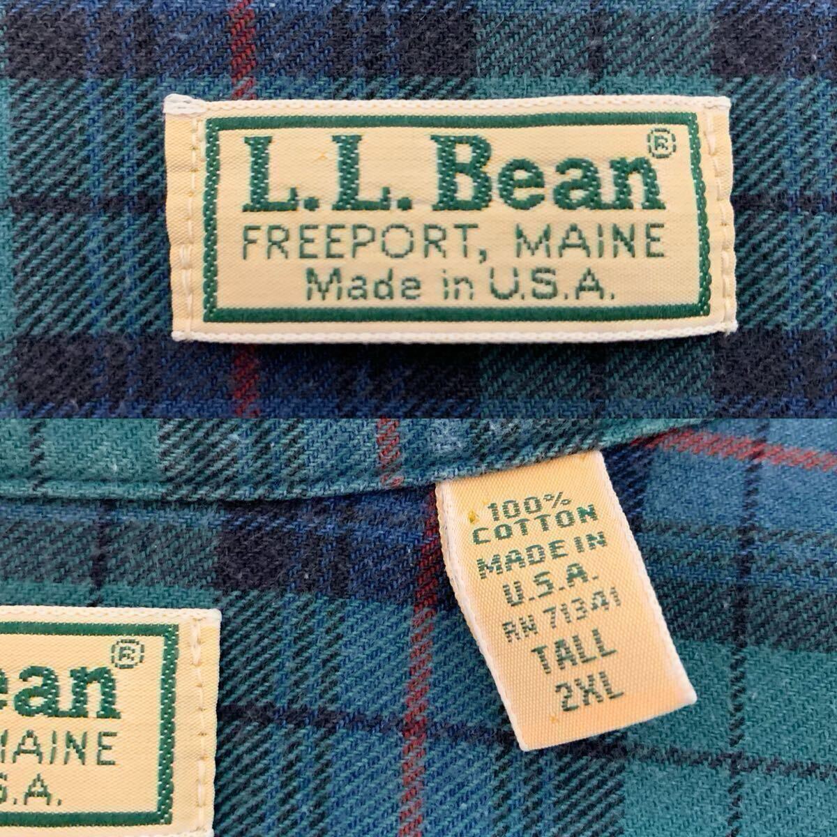 L.L.Bean VINTAGE エルエルビーンヴィンテージ MADE IN USA USA製 コットンチェックネルシャツ ボタンダウンチェックシャツ 2XL アーカイブ