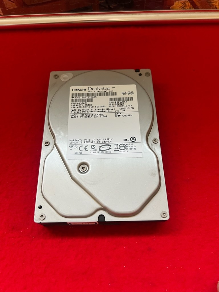 動作保証　HDD HDP725025GLA380 250GB Panasonic DIGA DMR-XW120 内蔵ハードディスク 3.5インチ　(G19)