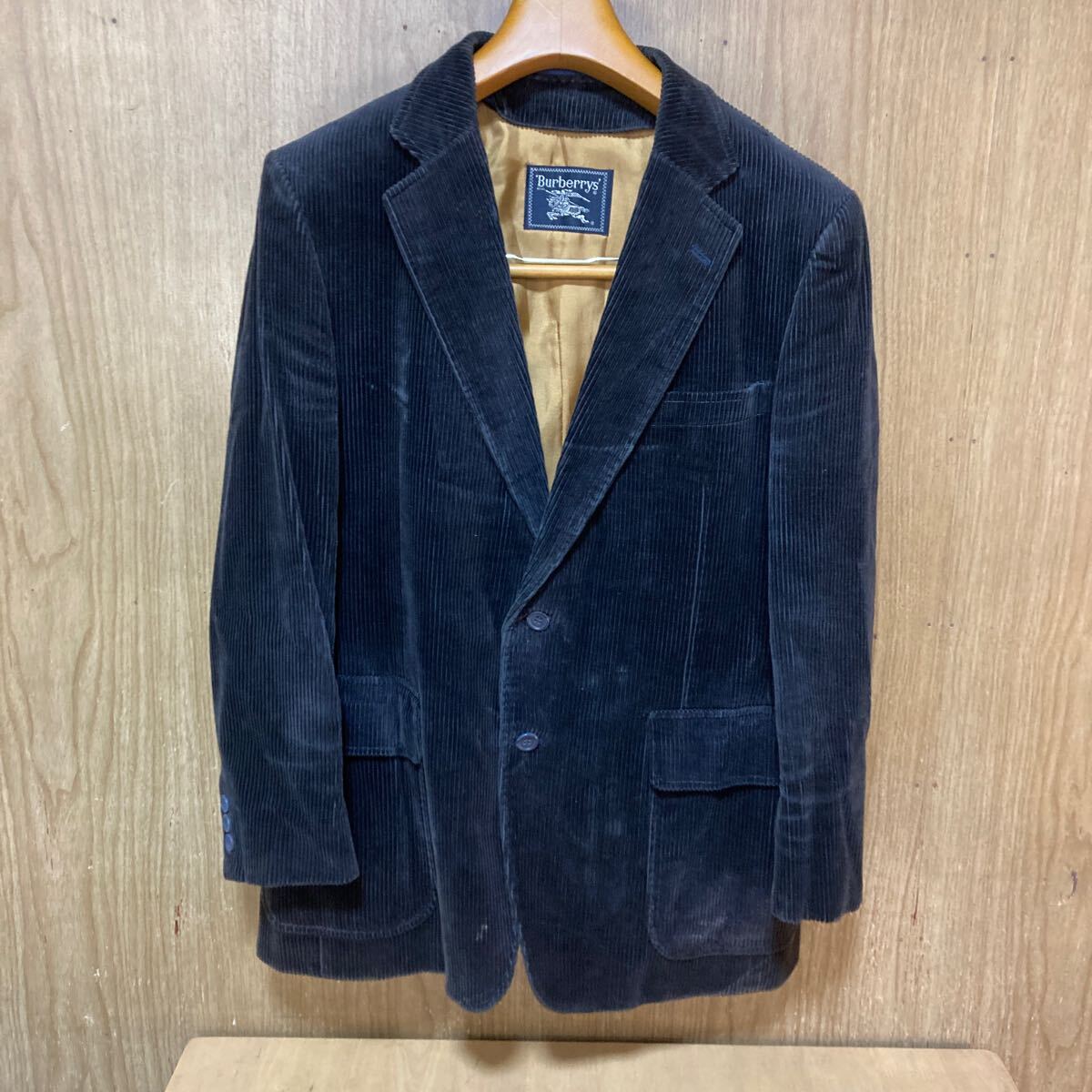 Burberry's バーバリーズ 毛100% テーラードジャケット コーデュロイ 2つボタン ダブルベント メンズ ブランド ブラック