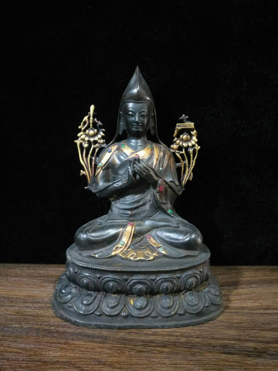 蔵友旧蔵出 銅製 拓金 送子觀音像 密宗密教 供養品 仏教美術品 蔵友旧蔵出 銅製 拓金 送子觀音像 密宗密教 供養品 仏教美術品