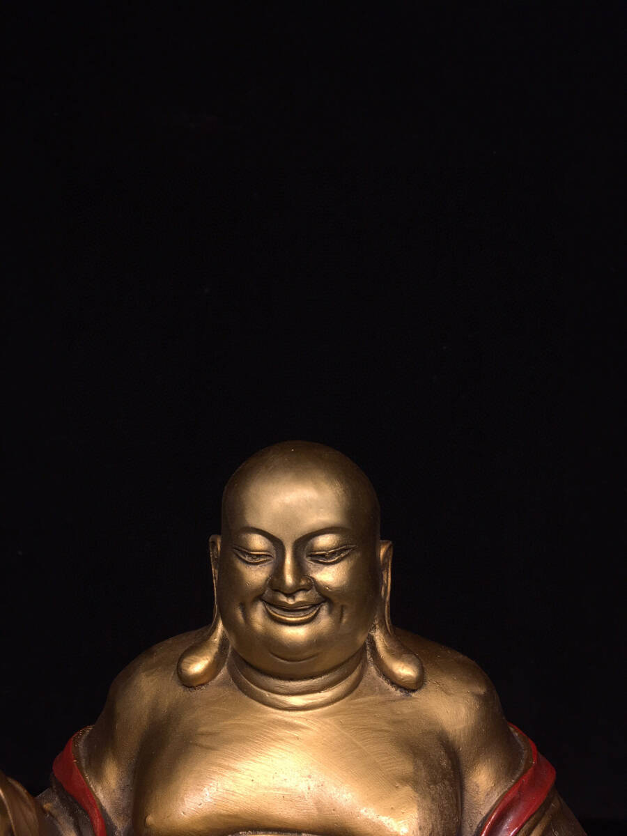 仁】『銅製・金鍍・彩繪・彌勒仏・仏教古美術・供養品』極細工 古賞