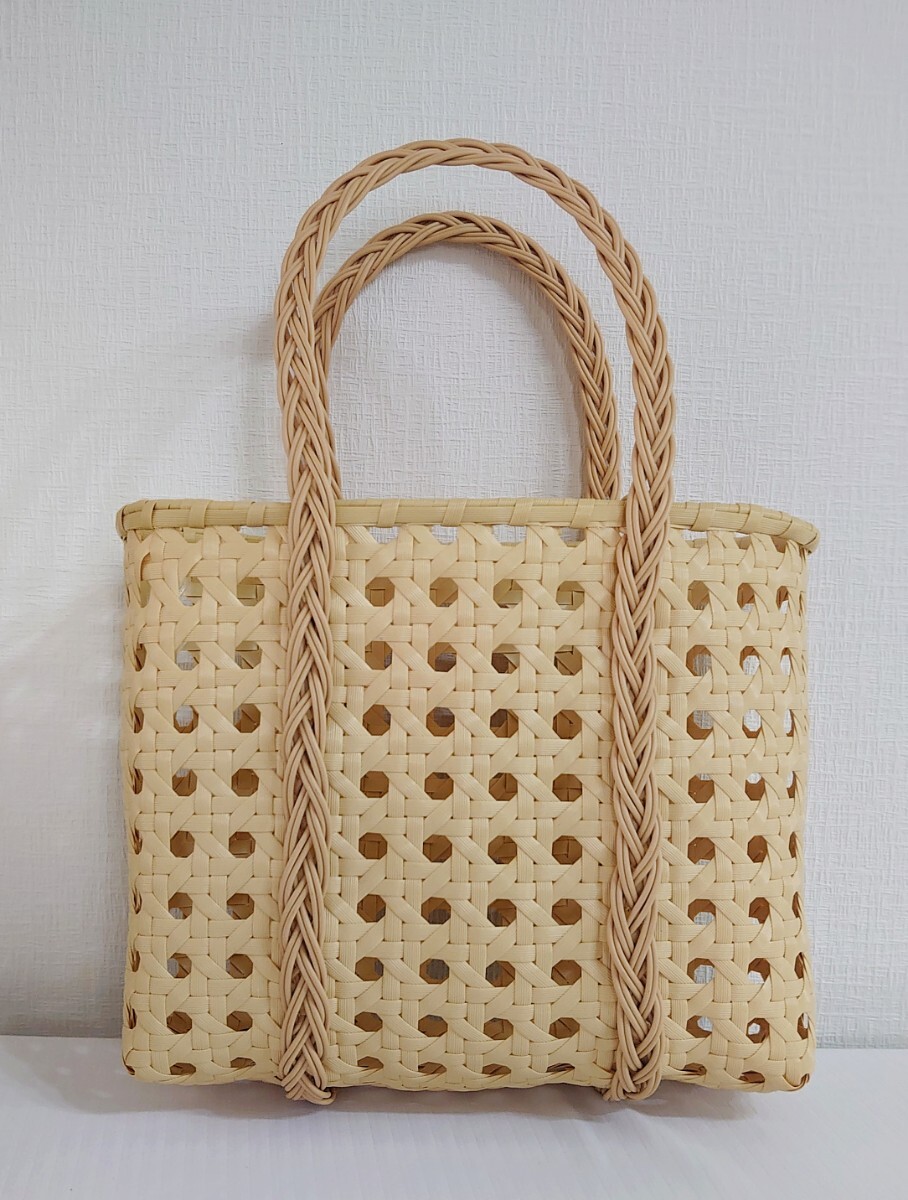 プラカゴ メルカド トートバッグ ハンドバッグ ハンドメイド バスケット 透かし ベージュ かごバッグ