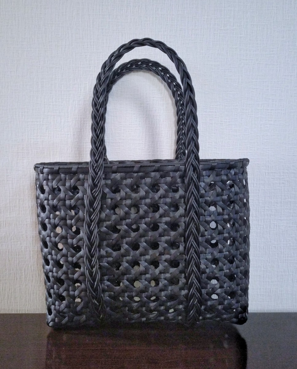 プラカゴ メルカド トートバッグ ハンドバッグ ハンドメイド バスケット 透かし ブラック かごバッグ