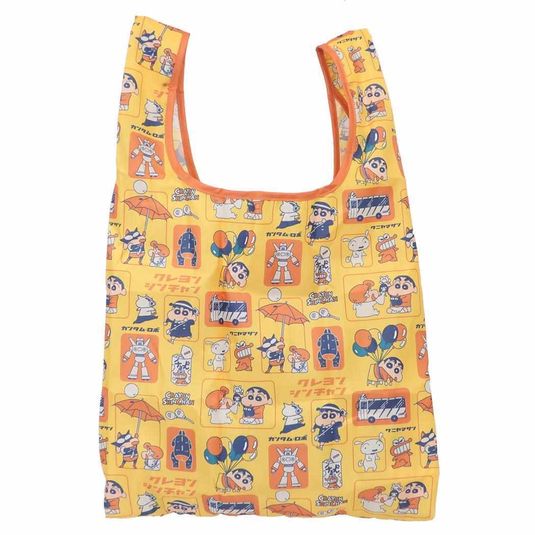 クレヨンしんちゃん エコバッグ マルシェショッピングバッグ シーン 総柄 スモールプラネット 折りたたみ お買い物かばん アニメキ