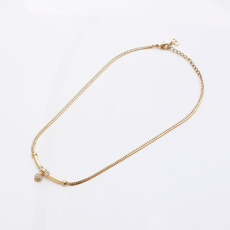  Christian Dior Christian Dior колье стразы Gold 