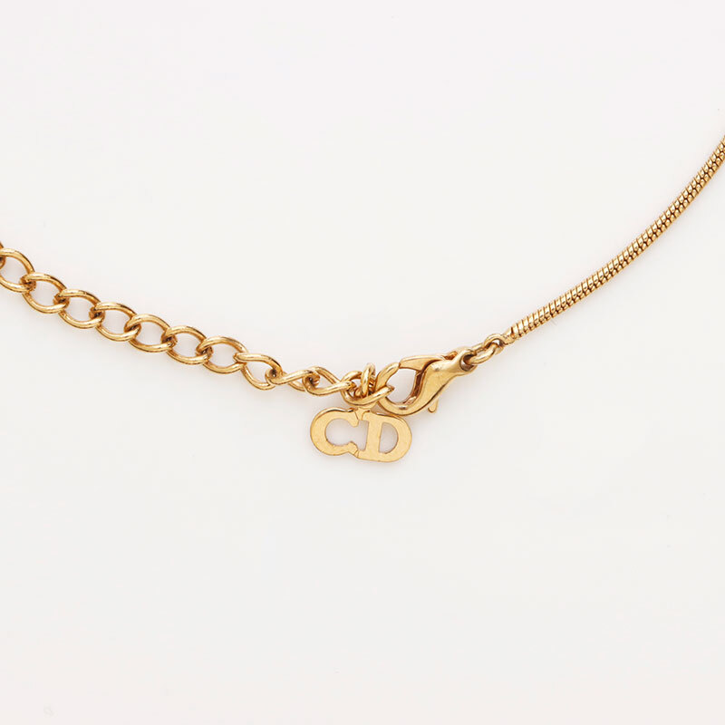  Christian Dior Christian Dior колье раунд стразы Gold 