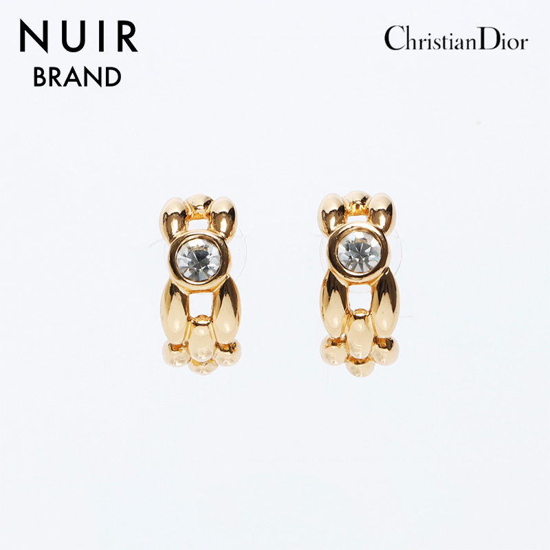 クリスチャンディオール Christian Dior ピアス ラインストーン ゴールド