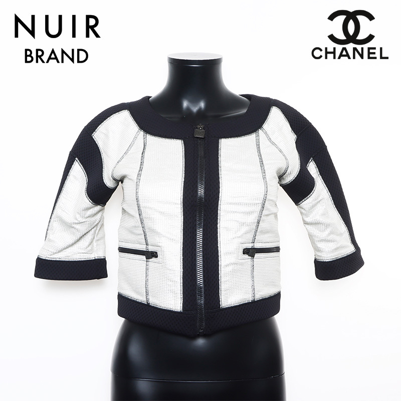 シャネル CHANEL ジャケット Size:36 スポーツライン メッシュ メタリック 07P シルバー