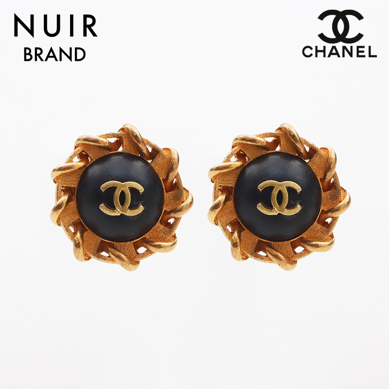 シャネル CHANEL イヤリング 94P 1994年 ココマーク ラウンド ゴールド ブラック