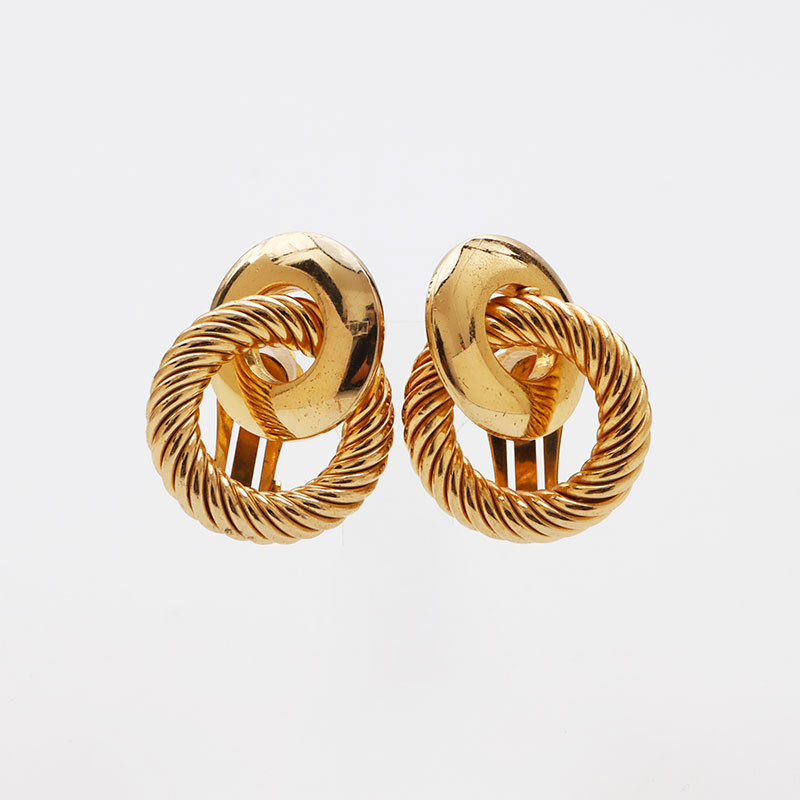  Christian Dior Christian Dior серьги раунд Vintage Large Gold 