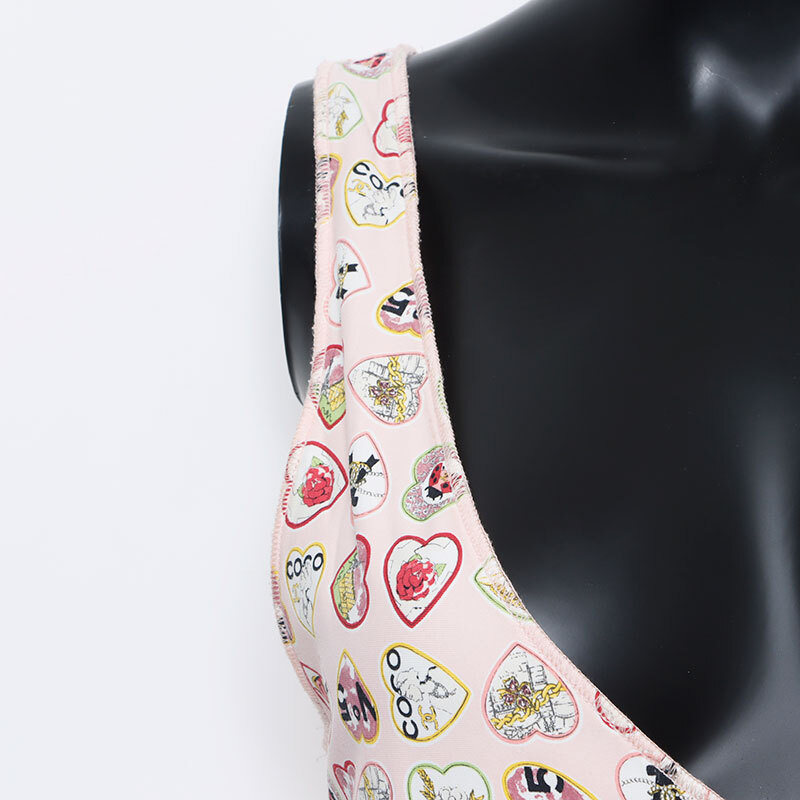 シャネル CHANEL ワンピース 2006 06P バレンタイン ノースリーブ コットン 総柄 ココマーク Size:38 ピンク