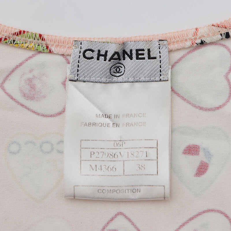 シャネル CHANEL ワンピース 2006 06P バレンタイン ノースリーブ コットン 総柄 ココマーク Size:38 ピンク