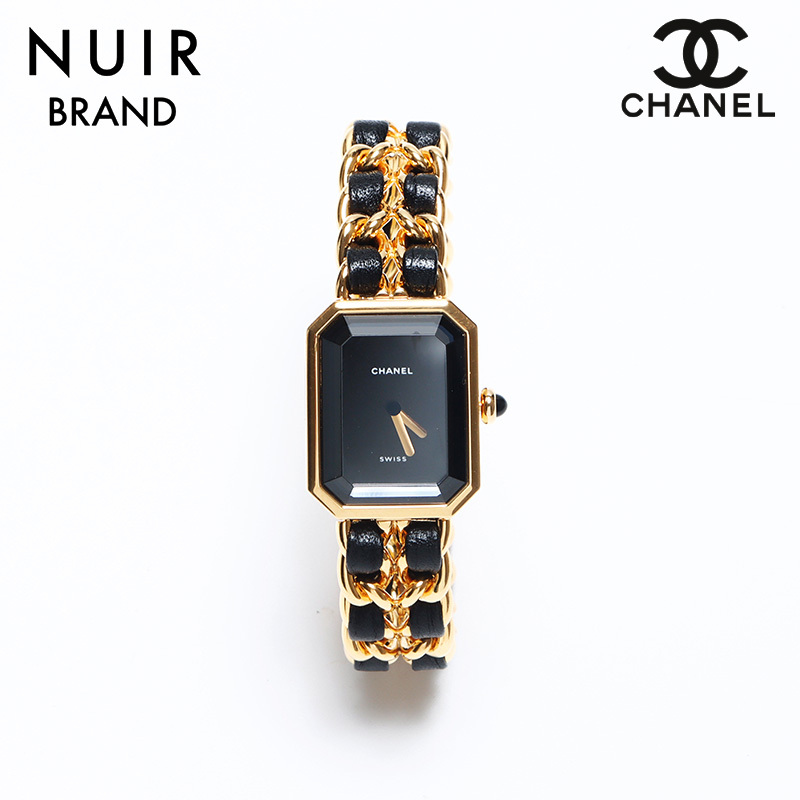 シャネル CHANEL 腕時(shí)計(jì) プリミエールL 起動(dòng)品 黒文字盤(pán) 20mm ブラック ゴールド