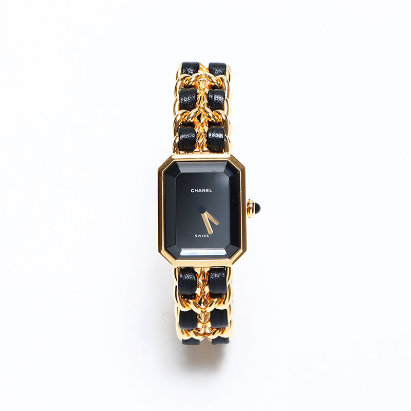 シャネル CHANEL 腕時(shí)計(jì) プリミエールL 起動(dòng)品 黒文字盤(pán) 20mm ブラック ゴールド