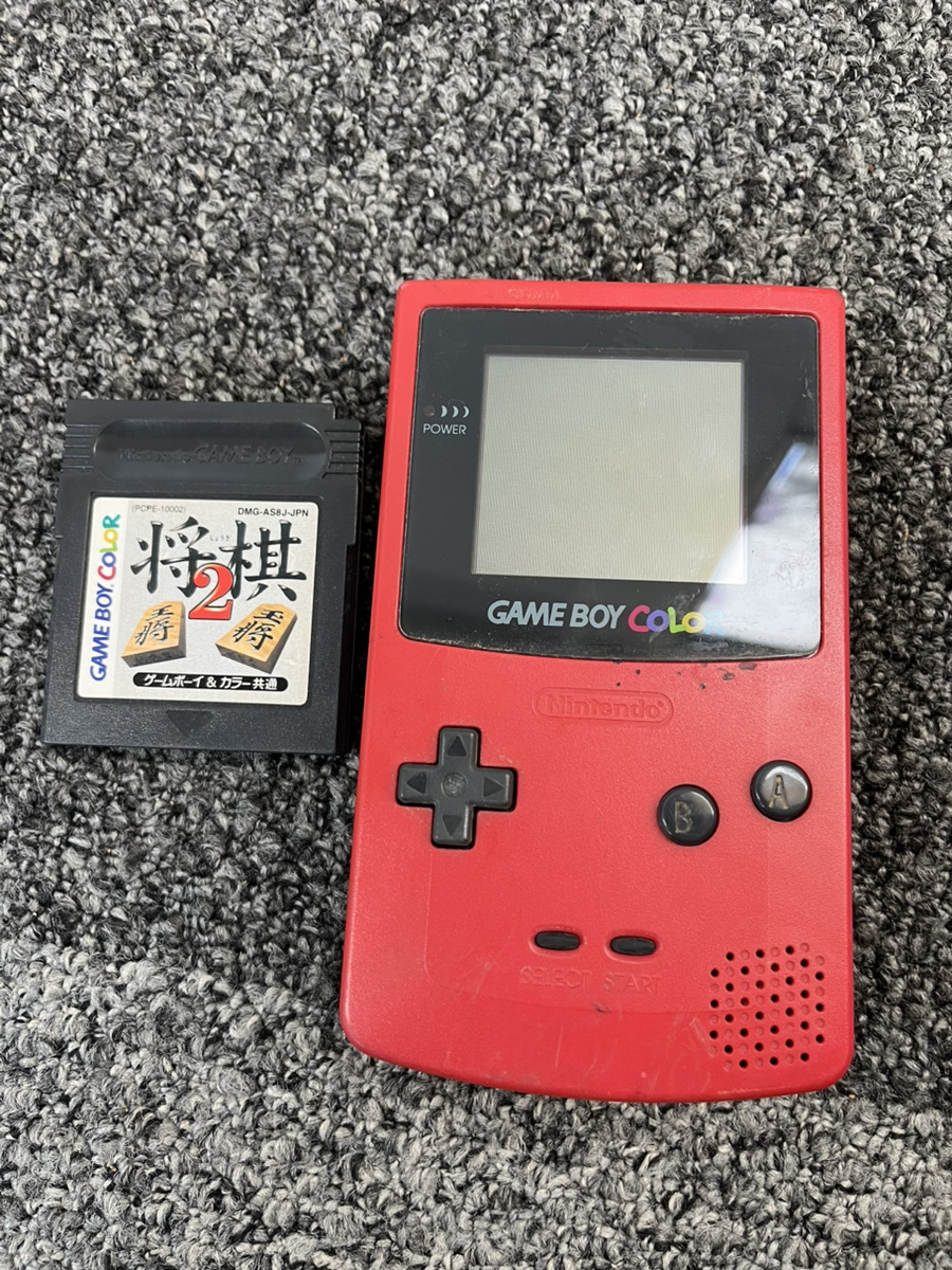 【TG45】ゲームボーイカラー本体（CGB-001/レッド）将棋ゲーム付き　動作品