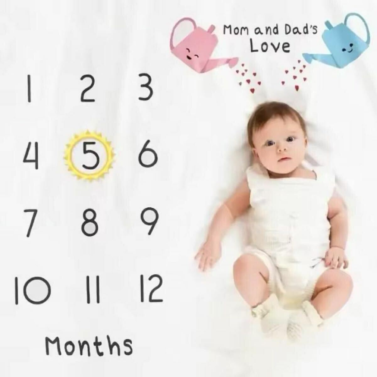 【新品未使用】ベビーフォトシーツ＊月齢フォト＊マンスリーフォトレターシーツ　記念日　赤ちゃん　成長　寫真　映え　かわいい　可愛い
