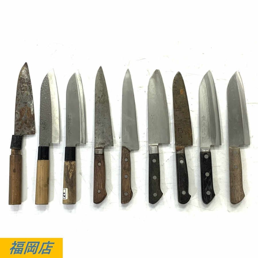 【まとめ売り/９本】三徳包丁 和包丁等 堺兼重 / 堺匠 / 長七郎 / 忠藏 / 堺秀岳 / 善定等＊ジャンク品【福岡】