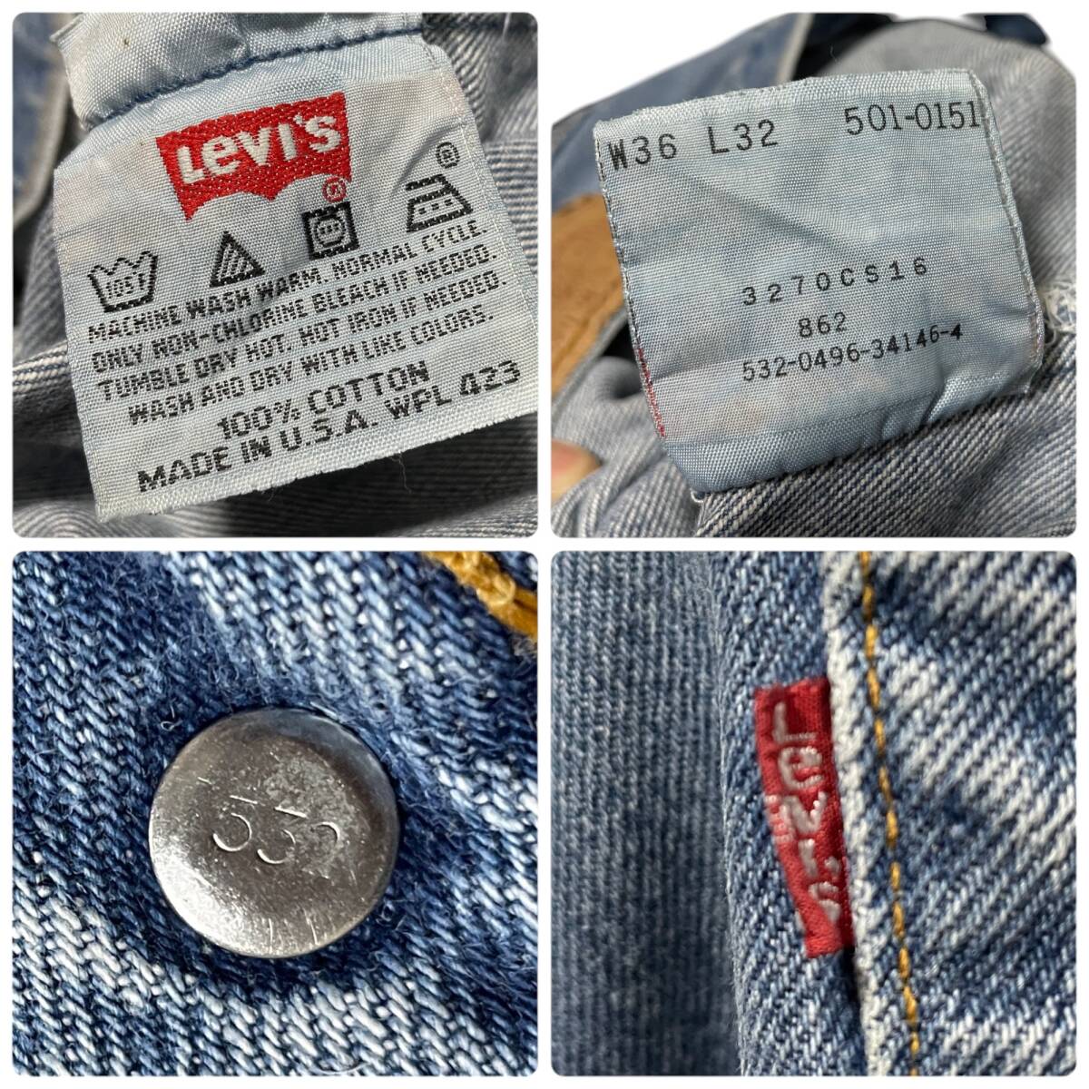 90s USA製 Levi's リーバイス 501 w36 デニム ジーンズ ジーパン 90s USA製 Levi's リーバイス 501 w36 デニム ジーンズ ジーパン
