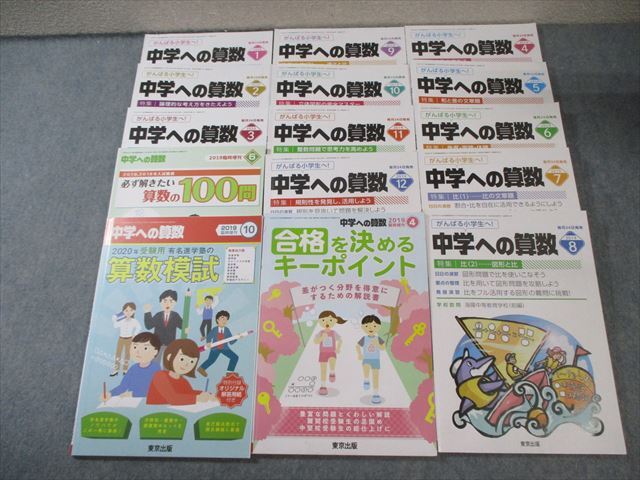 EX06-005 東京出版 中学への算数 2019年4月号～2020年3月号/臨時増刊 計15冊 櫻井俊治/堀西彰/他多数 88L1D