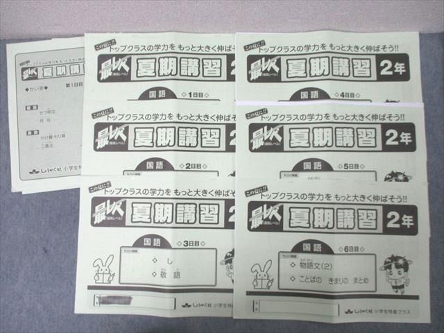 CV02-006 奨学社 2年 最高レベル 最レベ 夏期講習 国語 1～6日目 テキストセット 計6冊 12m2D