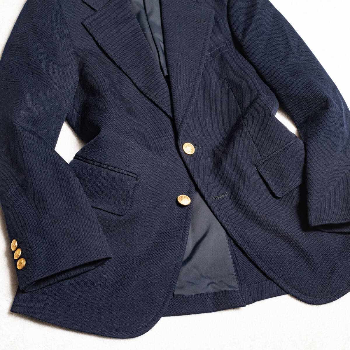 美品/YA4/人気デザイン!◎VAN JACKET製『KENT』刻印金釦 ウール100% 2B ネイビーブレザー 紺 テーラード オールドジャケット メンズ S XS_画像7