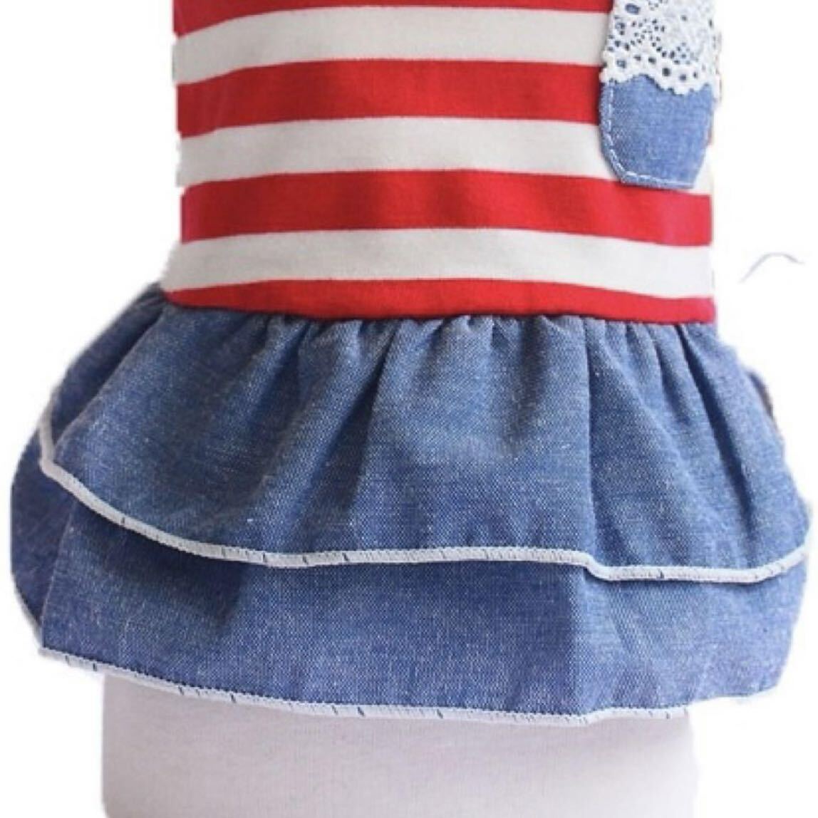 L ボーダー ワンピース （赤） 犬 犬服 貓服 犬の服 小型犬 ペット服 ペット用品 スカート 夏 ドッグウェア
