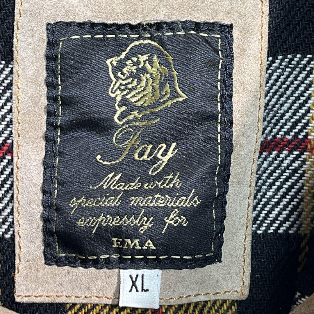 FAY フェイ ヴィンテージレザー ファイヤーマンジャケット XL FAY フェイ ヴィンテージレザー ファイヤーマンジャケット XL