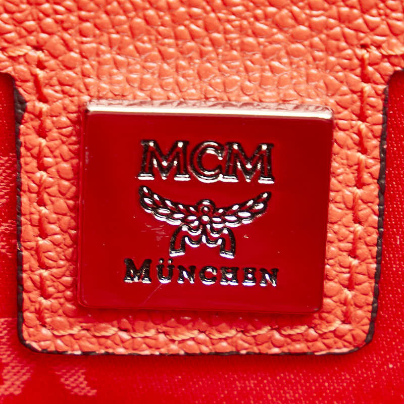 エム シー エム スタッズ ハンドバッグ トートバッグ レッド レザー レディース MCM 【中古】