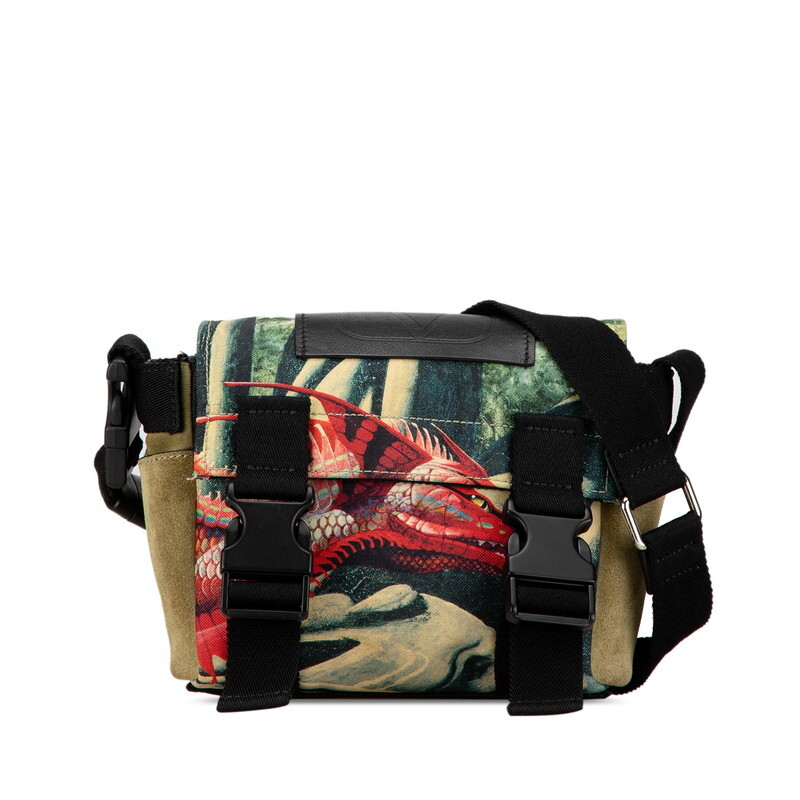 ヴァレンティノ DREAM ISLAND RED DRAGON 斜め掛け ショルダーバッグ グリーン レッド マルチカラー ナイロン レザー VALENTINO 【中古】_画像1