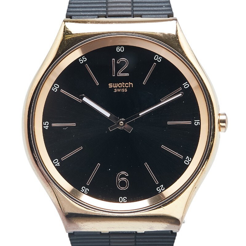 スウォッチ BIENNE BY NIGHT 腕時計 SS07G102 クオーツ ブラック文字盤 ステンレススチール ラバー メンズ Swatch