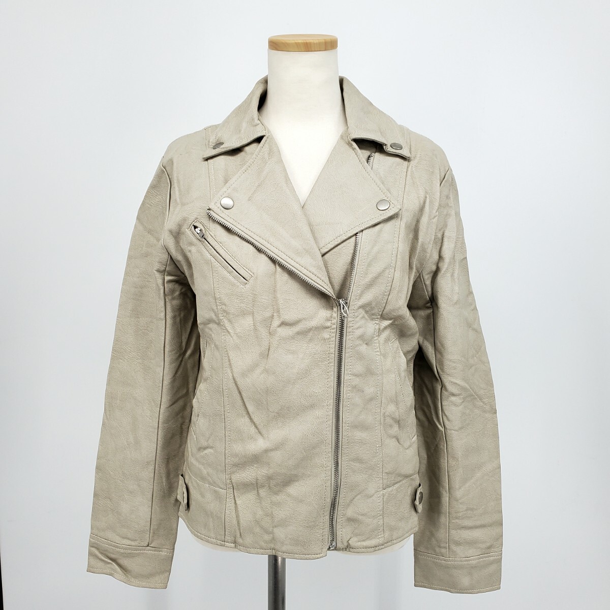 ＊b 【未使用】 リシェグラマー Riche glamour フェイクレザー ダブル ライダース ジャケット Lサイズ 婦人服 レディース アウター