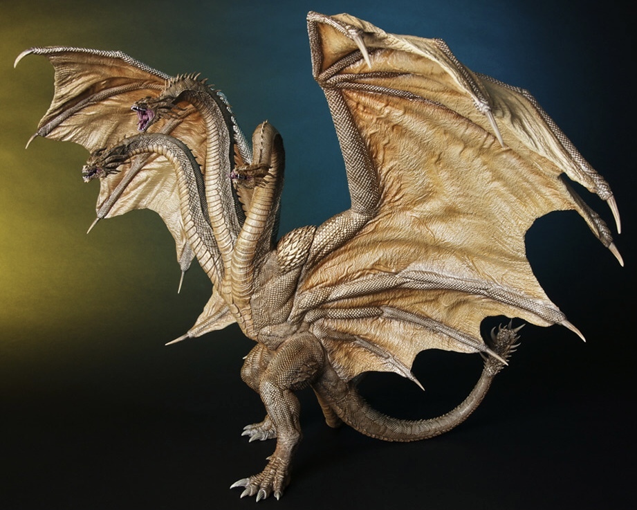 新品 未使用 エクスプラス 東宝大怪獣シリーズ キングギドラ 2019 翼用の支柱パーツ付 ゴジラ 2019ソフビ フィギュア スタチュー